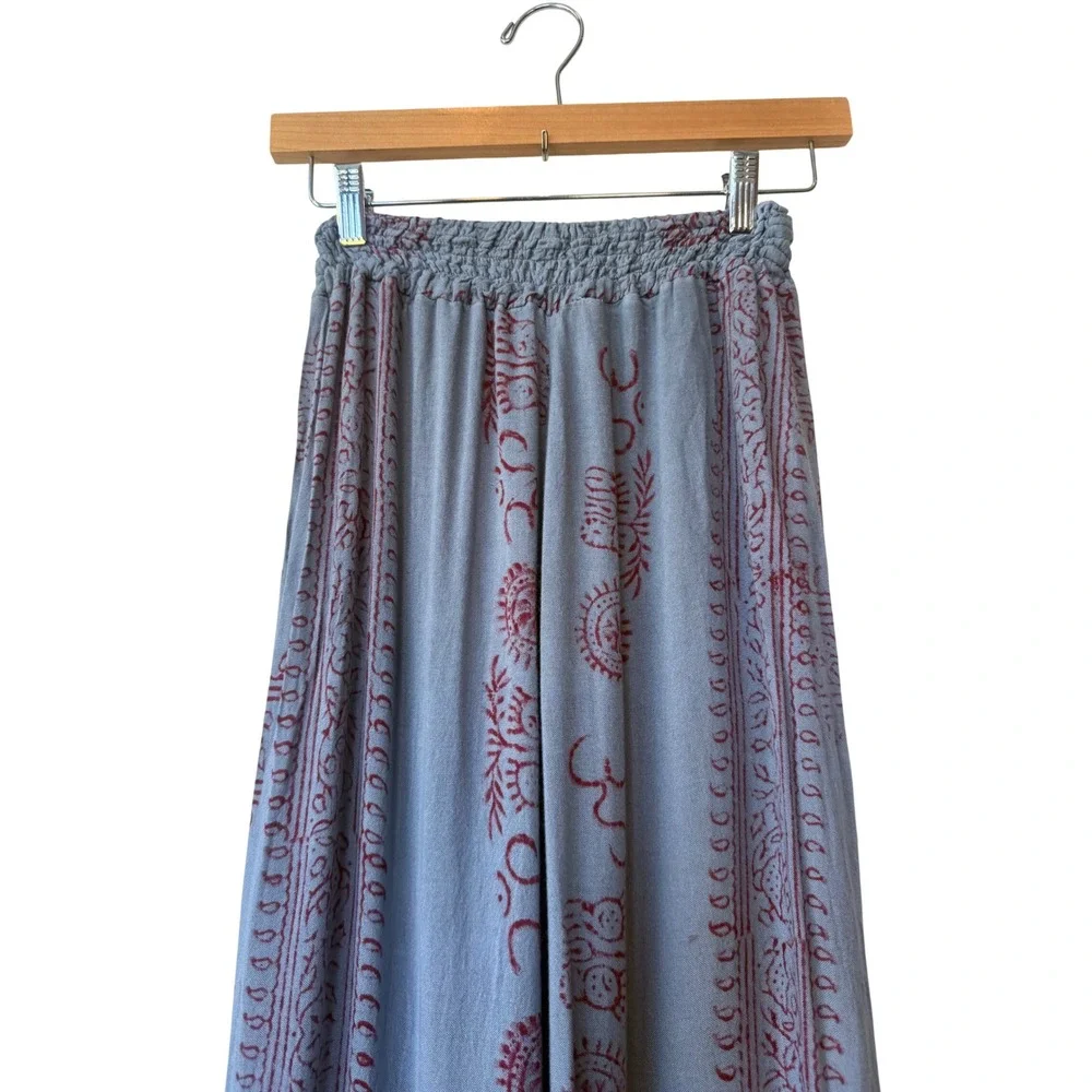 Boho Wide Leg Side Slit Hippie Whimsigoth Pants Size S Festival Indie Celestial